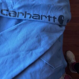 Carhartt Royal Blue Hoodie with Orange Logo